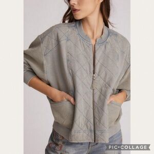 Anthropologie Pilcro Quilted Bomber Jacket in Turquoise